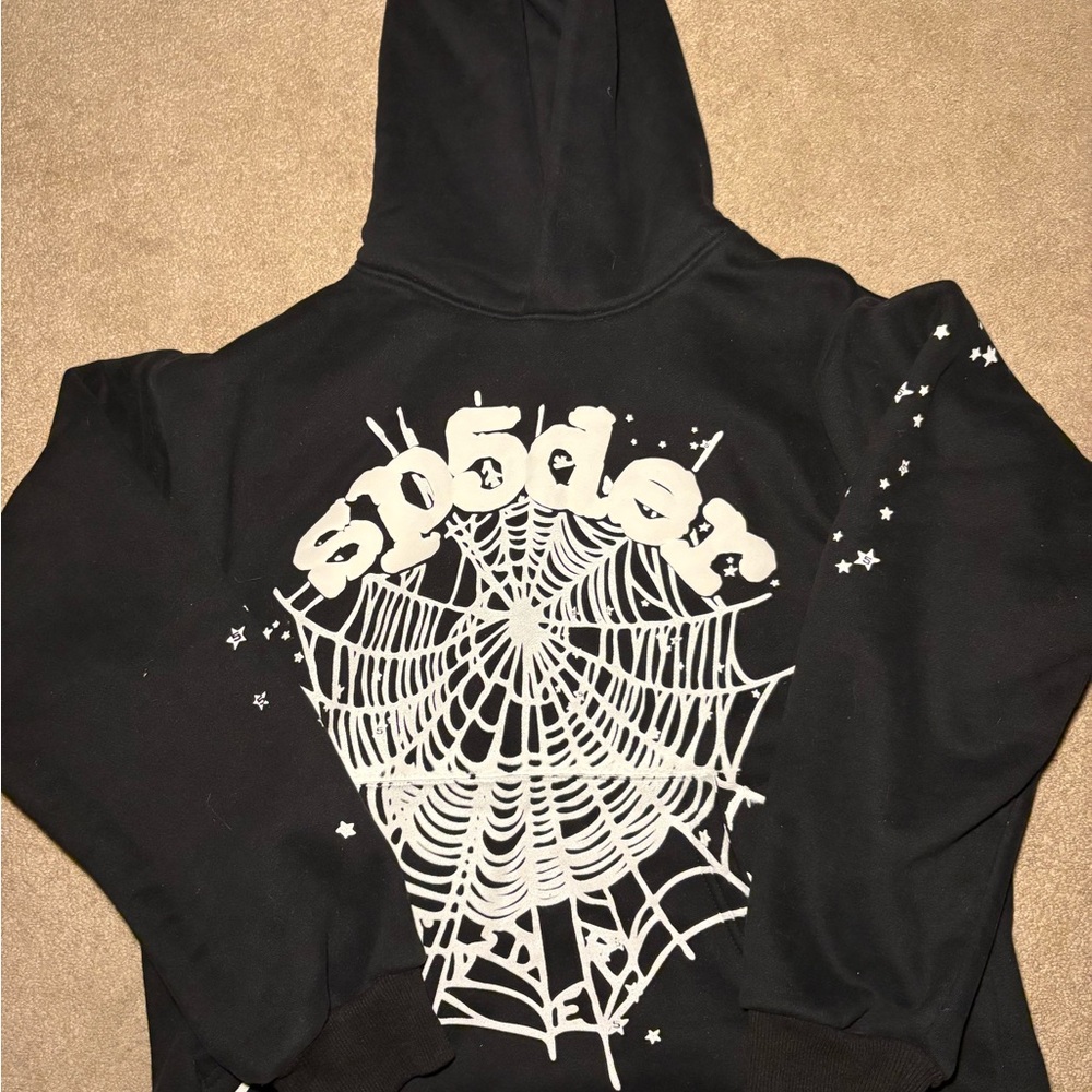 Black Spider Web V-Neck Sweater